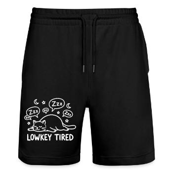 Lowkey Tired Sleeping Cat - Stanley/Stella Trainer Unisex Organic Jogging Shorts - black - Front - Nik (191cm) & Marisol (170cm)