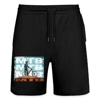 MTB - Stanley/Stella Unisex Bio Joggingshorts Trainer  - Schwarz - Vorne - Nik (191cm) & Marisol (170cm)