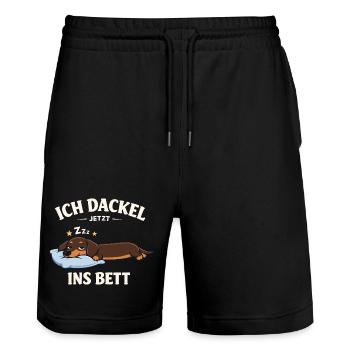 Dachshund Clothes Gifts I Dachshund Now - Stanley/Stella Trainer Unisex Organic Jogging Shorts - black - Front - Nik (191cm) & Marisol (170cm)