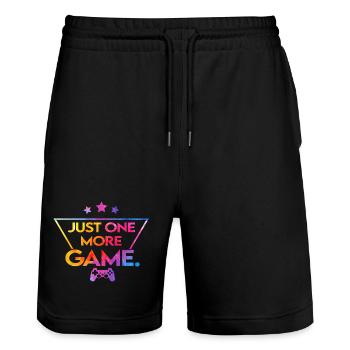 Just_one_more_game_-_étoile_ - Short de jogging bio TRAINER Stanley/Stella unisexe - noir - Devant - Nik (191cm) & Marisol (170cm)