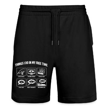 Things I Do In My Free Time Bass Fishing - Stanley/Stella Trainer Unisex Organic Jogging Shorts - black - Front - Nik (191cm) & Marisol (170cm)