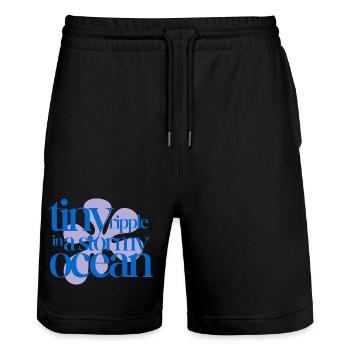 Tiny ripple in a stormy ocean (lavender) - Stanley/Stella Trainer Unisex Organic Jogging Shorts - black - Front - Nik (191cm) & Marisol (170cm)