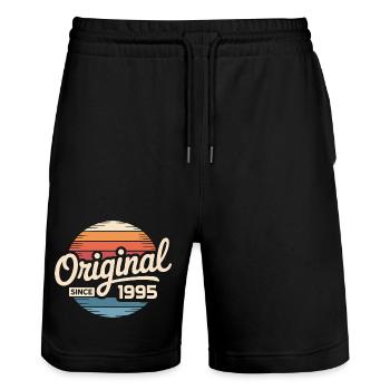 Jahrgang 1995 Vintage Geburtstag Geschenk 1995  - Stanley/Stella Unisex Bio Joggingshorts Trainer  - Schwarz - Vorne - Nik (191cm) & Marisol (170cm)