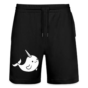 Narwal - Stanley/Stella Unisex Bio Joggingshorts Trainer  - Schwarz - Vorne - Nik (191cm) & Marisol (170cm)