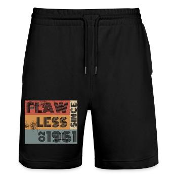 65. Geburtstag Flawless since 02/1961 - Stanley/Stella Unisex Bio Joggingshorts Trainer  - Schwarz - Vorne - Nik (191cm) & Marisol (170cm)