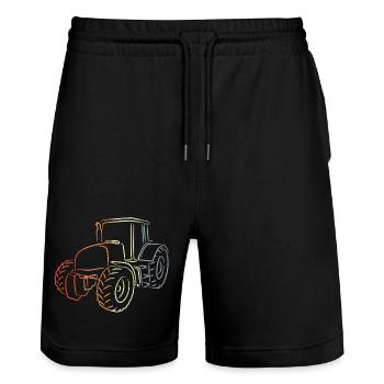 Sketch rétro du tracteur - Short de jogging bio TRAINER Stanley/Stella unisexe - noir - Devant - Nik (191cm) & Marisol (170cm)