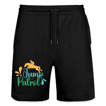 Hobby Horse Rider Jump Patrol English Riding - Stanley/Stella Trainer Unisex Organic Jogging Shorts - black - Front - Nik (191cm) & Marisol (170cm)