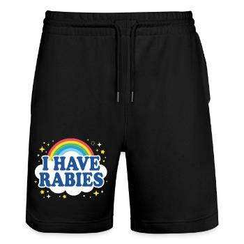 I have rabies - Stanley/Stella Trainer Unisex Organic Jogging Shorts - black - Front - Nik (191cm) & Marisol (170cm)