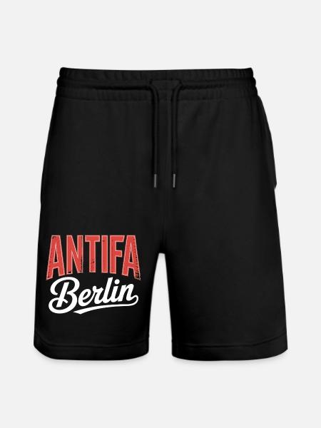 Antifa Berlin - Antifascist Tee - Stanley/Stella Trainer Unisex Organic Jogging Shorts - black