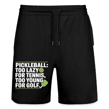 Pickleball Player Too Lazy For Tennis Pickleball - Stanley/Stella Trainer Unisex Organic Jogging Shorts - black - Front - Nik (191cm) & Marisol (170cm)