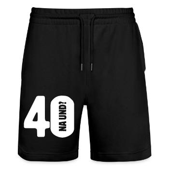 40 So what? Not so bad - birthday - Stanley/Stella Trainer Unisex Organic Jogging Shorts - black - Front - Nik (191cm) & Marisol (170cm)