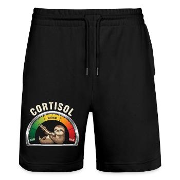 Sloth Cortisol Low Stress - Stanley/Stella Trainer Unisex Organic Jogging Shorts - black - Front - Nik (191cm) & Marisol (170cm)