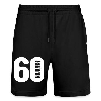 60 So what? Not so bad - birthday - Stanley/Stella Trainer Unisex Organic Jogging Shorts - black - Front - Nik (191cm) & Marisol (170cm)