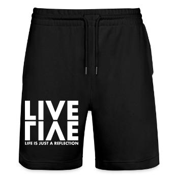 LIVE EVIL Jeu de mots Minimaliste Humour Design - Short de jogging bio TRAINER Stanley/Stella unisexe - noir - Devant - Nik (191cm) & Marisol (170cm)