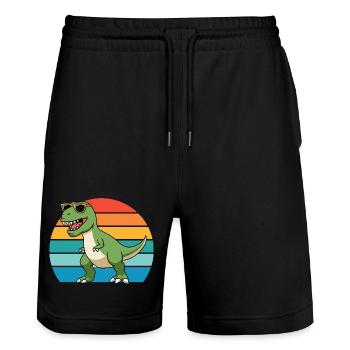 Trex Tyrannosaurus Rex T-Rex Dino Dinosaure - Short de jogging bio TRAINER Stanley/Stella unisexe - noir - Devant - Nik (191cm) & Marisol (170cm)