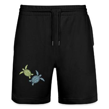 Sea Turtle Duo Ocean Beach Hawaii Marine Life Vibe - Stanley/Stella Unisex Bio Joggingshorts Trainer  - Schwarz - Vorne - Nik (191cm) & Marisol (170cm)