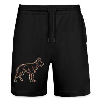 German Shepherd Drawing - Stanley/Stella Trainer Unisex Organic Jogging Shorts - black - Front - Nik (191cm) & Marisol (170cm)