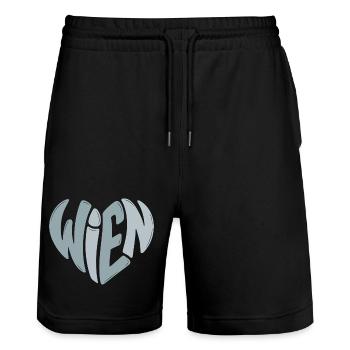 Wien Graffiti Herz - Stanley/Stella Unisex Bio Joggingshorts Trainer  - Schwarz - Vorne - Nik (191cm) & Marisol (170cm)