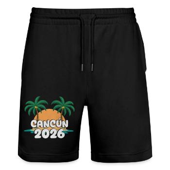 Cancun 2026 - Stanley/Stella Unisex Bio Joggingshorts Trainer  - Schwarz - Vorne - Nik (191cm) & Marisol (170cm)
