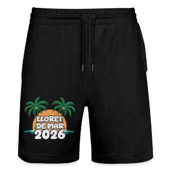 Lloret De Mar 2026 - Stanley/Stella Unisex Bio Joggingshorts Trainer  - Schwarz - Vorne - Nik (191cm) & Marisol (170cm)
