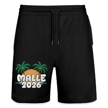 Malle 2026 - Stanley/Stella Trainer Unisex Organic Jogging Shorts - black - Front - Nik (191cm) & Marisol (170cm)