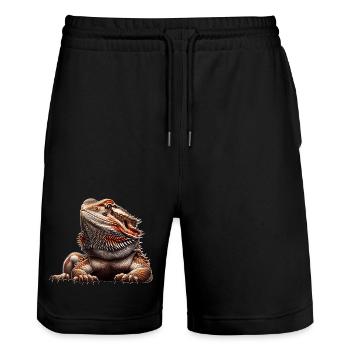 Bearded dragon - Stanley/Stella Trainer Unisex Organic Jogging Shorts - black - Front - Nik (191cm) & Marisol (170cm)