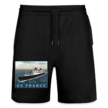 S.S. France at sea - Short de jogging bio TRAINER Stanley/Stella unisexe - noir - Devant - Nik (191cm) & Marisol (170cm)