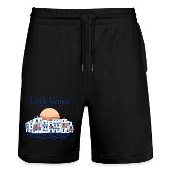 Mykonos Little Venice Golden Hour Travel Design - Stanley/Stella Trainer Unisex Organic Jogging Shorts - black - Front - Nik (191cm) & Marisol (170cm)