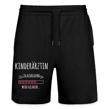 Kinderärztin Ausbildung Medizinstudium Ärztin - Stanley/Stella Unisex Bio Joggingshorts Trainer  - Schwarz - Vorne - Nik (191cm) & Marisol (170cm)