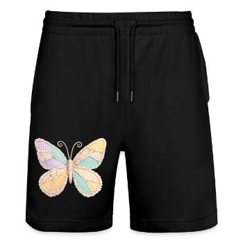 Butterfly Patchwork Vintage Cottagecore - Stanley/Stella Trainer Unisex Organic Jogging Shorts - black - Front - Nik (191cm) & Marisol (170cm)