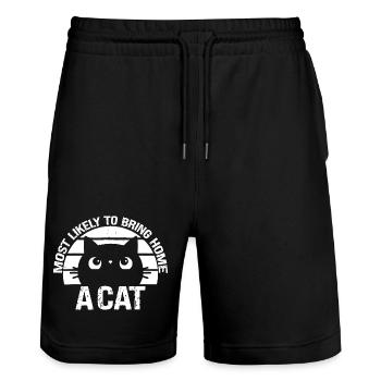 Most Likely to Bring Home a Cat - Stanley/Stella Trainer Unisex Organic Jogging Shorts - black - Front - Nik (191cm) & Marisol (170cm)