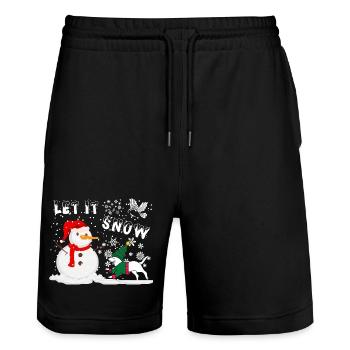 Schneemann lass es schneien - Stanley/Stella Unisex Bio Joggingshorts Trainer  - Schwarz - Vorne - Nik (191cm) & Marisol (170cm)