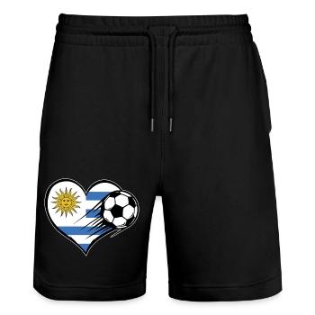 Flag Football uruguayen avec cœur - Short de jogging bio TRAINER Stanley/Stella unisexe - noir - Devant - Nik (191cm) & Marisol (170cm)
