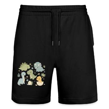 Niedliche Dinosaurier Kinder Design - Stanley/Stella Unisex Bio Joggingshorts Trainer  - Schwarz - Vorne - Nik (191cm) & Marisol (170cm)