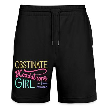 Citation de l’Orgueil et des Préjugés II - Couleurs vives - Short de jogging bio TRAINER Stanley/Stella unisexe - noir - Devant - Nik (191cm) & Marisol (170cm)