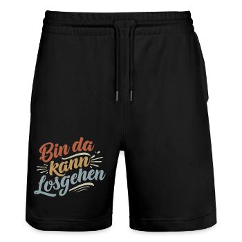 I'm here to go | Motivation Saying - Stanley/Stella Trainer Unisex Organic Jogging Shorts - black - Front - Nik (191cm) & Marisol (170cm)