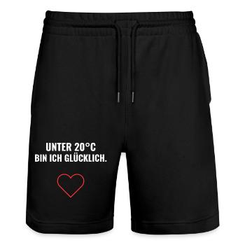 Unter 20°C bin ich glücklich. - Stanley/Stella Unisex Bio Joggingshorts Trainer  - Schwarz - Vorne - Nik (191cm) & Marisol (170cm)