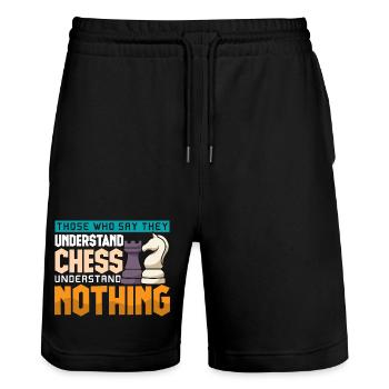 Chess Chess Player Chessboard - Stanley/Stella Trainer Unisex Organic Jogging Shorts - black - Front - Nik (191cm) & Marisol (170cm)