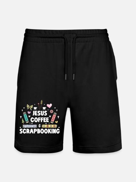 Jesus Coffee Scrapbooking - Stanley/Stella Trainer Unisex Organic Jogging Shorts - black