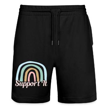 Social Worker Quote Support It Social Work - Stanley/Stella Trainer Unisex Organic Jogging Shorts - black - Front - Nik (191cm) & Marisol (170cm)