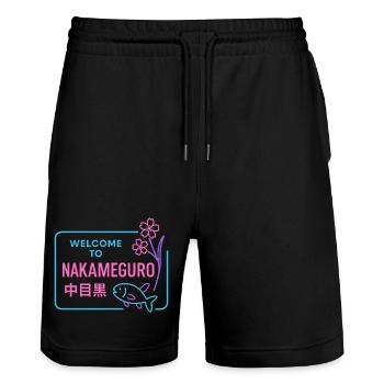 Welcome to Nakameguro - Short de jogging bio TRAINER Stanley/Stella unisexe - noir - Devant - Nik (191cm) & Marisol (170cm)
