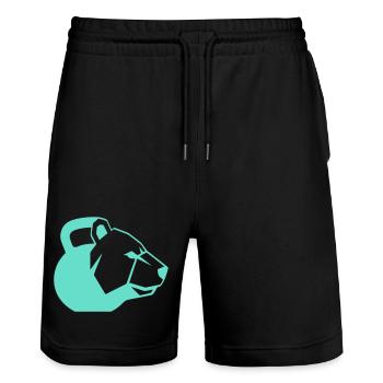Kettlebear Bear Power Symbol Dynamic - Stanley/Stella Trainer Unisex Organic Jogging Shorts - black - Front - Nik (191cm) & Marisol (170cm)
