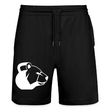 Bear Kettlebell Graphic Logo Dynamic - Stanley/Stella Trainer Unisex Organic Jogging Shorts - black - Front - Nik (191cm) & Marisol (170cm)
