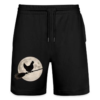 T-shirt Chicken Witch’s Broom, Full Moon Halloween - Short de jogging bio TRAINER Stanley/Stella unisexe - noir - Devant - Nik (191cm) & Marisol (170cm)