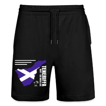 Tenerife Expatriate - Stanley/Stella Trainer Unisex Organic Jogging Shorts - black - Front - Nik (191cm) & Marisol (170cm)