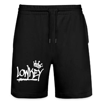 Lowkey Graffiti Tag Krone Hip Hop (white) - Stanley/Stella Trainer Unisex Organic Jogging Shorts - black - Front - Nik (191cm) & Marisol (170cm)