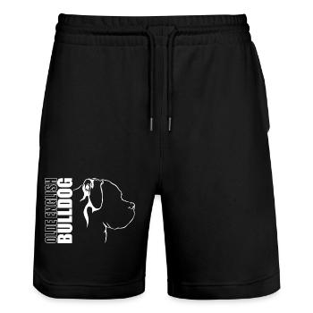 OLDE ENGLISH BULLDOG Profile Dogs Dog Wilsigns - Stanley/Stella Trainer Unisex Organic Jogging Shorts - black - Front - Nik (191cm) & Marisol (170cm)
