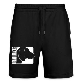 Brandlbracke Profil Jagdhund Jagdhunde Wilsigns - Stanley/Stella Unisex Bio Joggingshorts Trainer  - Schwarz - Vorne - Nik (191cm) & Marisol (170cm)