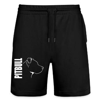 American Pitbull Profile Dogs Dog Wilsigns - Stanley/Stella Trainer Unisex Organic Jogging Shorts - black - Front - Nik (191cm) & Marisol (170cm)