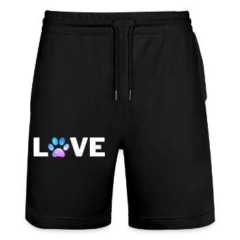 Pfotenherz Tattoodesign für Tierliebhaber - Stanley/Stella Unisex Bio Joggingshorts Trainer  - Schwarz - Vorne - Nik (191cm) & Marisol (170cm)